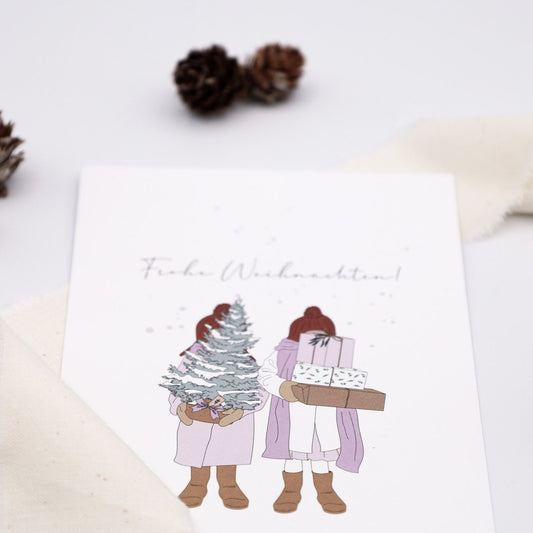 Postkarte "Frohe Weihnachten!" - Wohnen auf dem Land