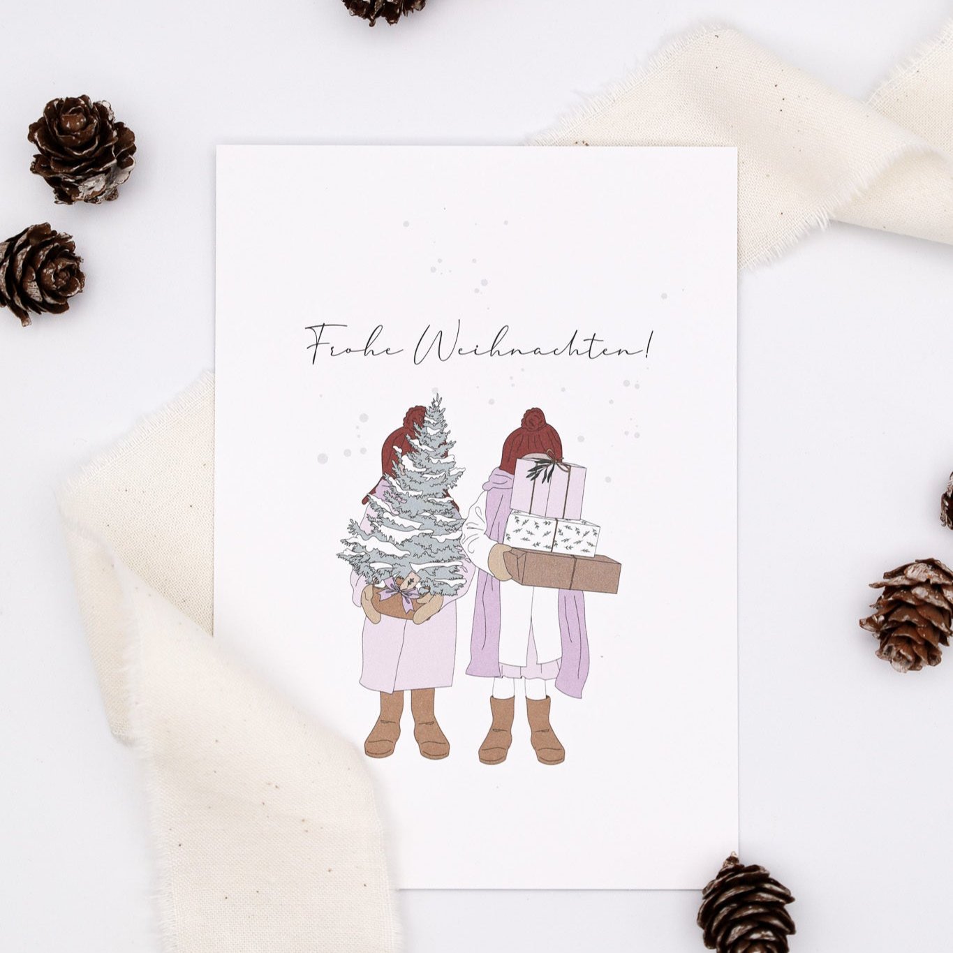 Postkarte "Frohe Weihnachten!" - Wohnen auf dem Land
