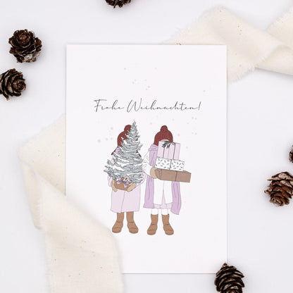 Postkarte "Frohe Weihnachten!" - Wohnen auf dem Land