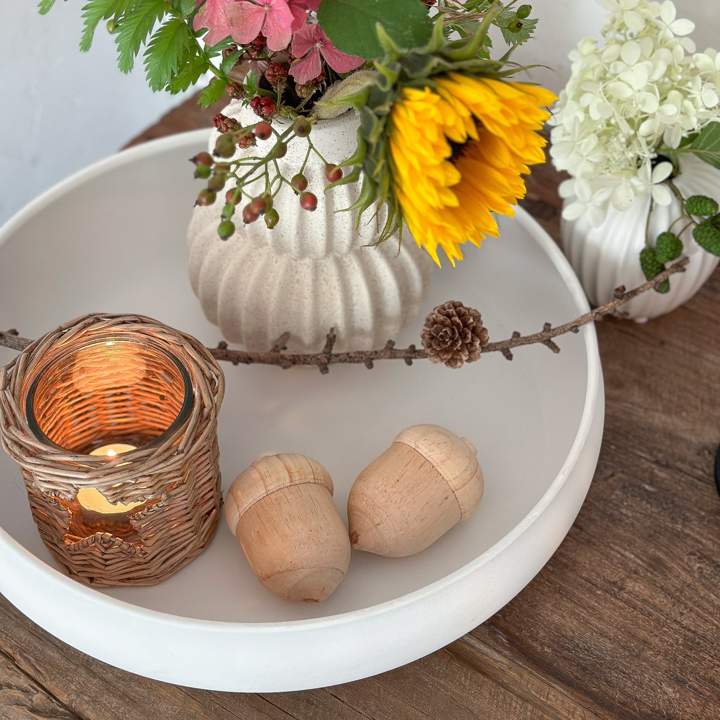 Schale Deko Tablett "Jern" Rund Vintage Weiß 32cm - Wohnen auf dem Land