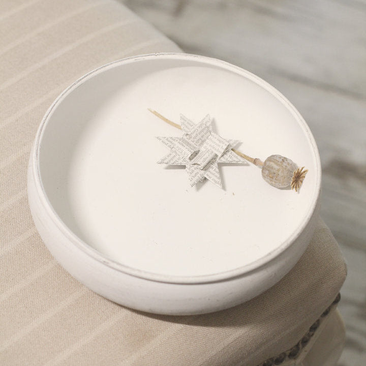 Schale Deko Tablett "Lille Jern" Metall Rund Weiß 20cm - Wohnen auf dem Land