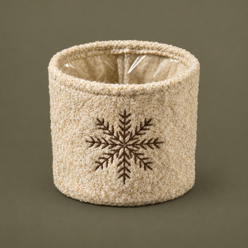 Übertopf „Schneeflöckchen“ Stoff Schneeflocke 12cm – 3 Farben – freisteller creme