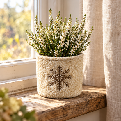 Übertopf „Schneeflöckchen“ Stoff Schneeflocke 12cm – 3 Farben – ambiente 1