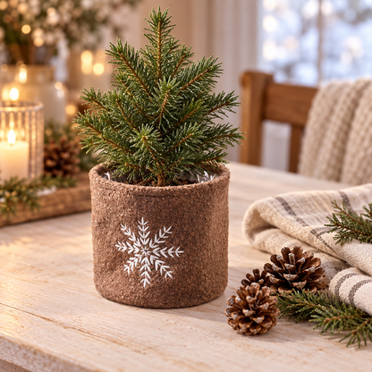 Übertopf „Schneeflöckchen“ Stoff Schneeflocke 12cm – 3 Farben – ambiente 3