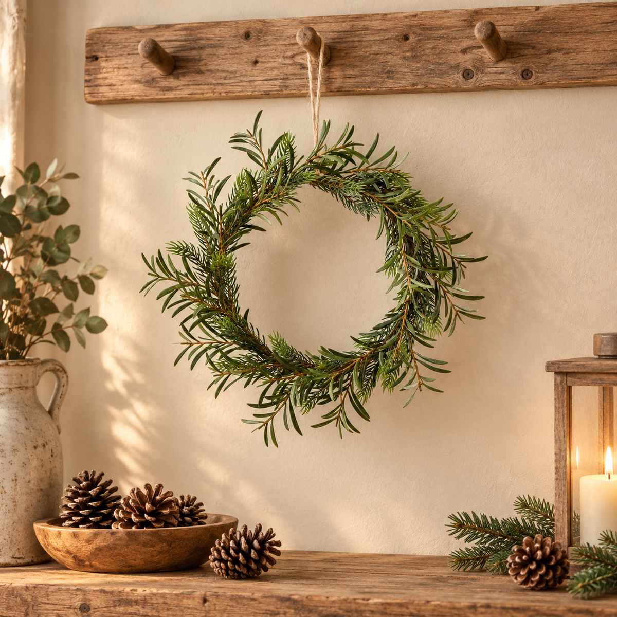 Tannen Blätter Kranz „Wintergrün“ künstlich 33cm Grün – ambiente 3