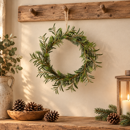 Tannen Blätter Kranz „Wintergrün“ künstlich 33cm Grün – ambiente 3