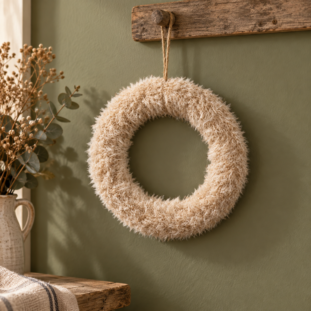 Fellkranz „Fiora“ zum Hängen 27cm – 2 Farben – ambiente 1