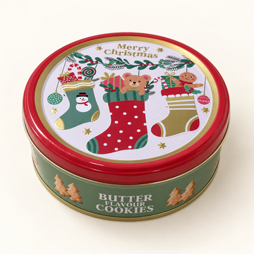 Weihnachts-Keksdose „Butter Cookies“ mit Gebäck 114g – JOY oder Merry Xmas – freisteller weihnachtsstruempfe