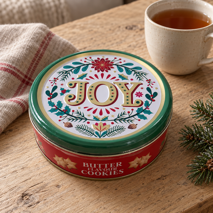 Weihnachts-Keksdose „Butter Cookies“ mit Gebäck 114g – JOY oder Merry Xmas – ambiente 01 joy