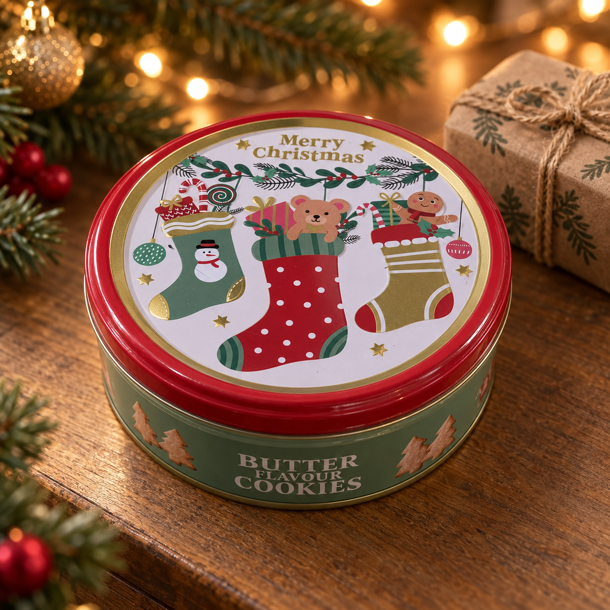 Weihnachts-Keksdose „Butter Cookies“ mit Gebäck 114g – JOY oder Merry Xmas – ambiente 02 weihnachtsstruempfe