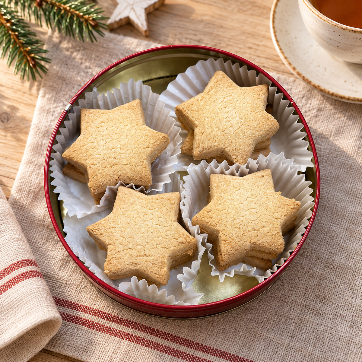 Weihnachts-Keksdose „Butter Cookies“ mit Gebäck 114g – JOY oder Merry Xmas – ambiente 05 joy inhalt
