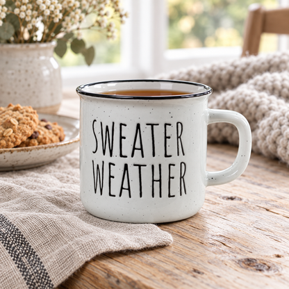 Becher Tasse „Sweater Weather“ Keramik Weiß 285ml – Ambiente · Nahaufnahme