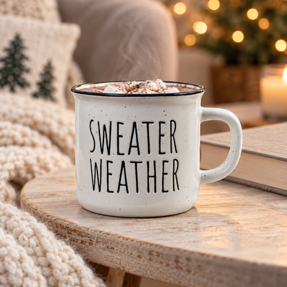 Becher Tasse „Sweater Weather“ Keramik Weiß 285ml – Ambiente · Wohnen