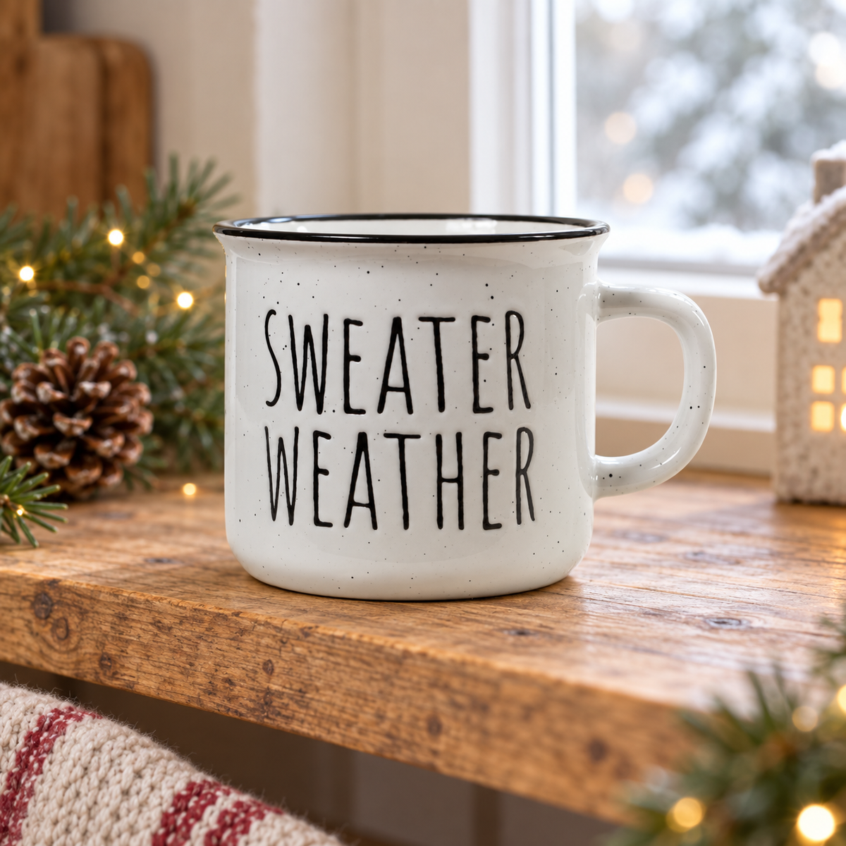 Becher Tasse „Sweater Weather“ Keramik Weiß 285ml – Ambiente · Winter