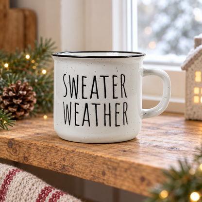 Becher Tasse „Sweater Weather“ Keramik Weiß 285ml – Ambiente · Winter