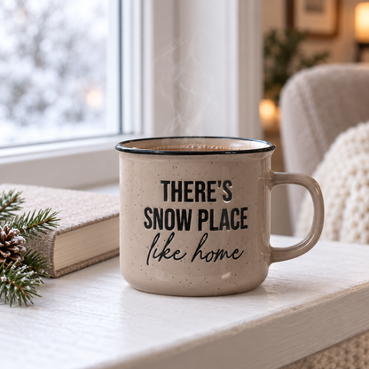 Becher Tasse „Snow Place Like Home“ Keramik Taupe 285ml – Ambiente · Wohnen