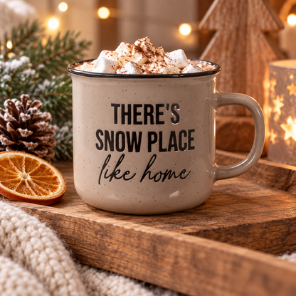 Becher Tasse „Snow Place Like Home“ Keramik Taupe 285ml – Ambiente · Winter