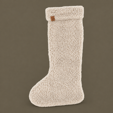 Weihnachtsstrumpf „Teddy“ zum Befüllen Taupe 47cm – Freisteller