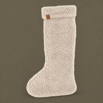 Weihnachtsstrumpf „Teddy“ zum Befüllen Taupe 47cm – Freisteller