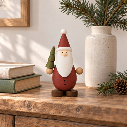 Deko Nikolaus „Niklas“ mit Tannenbaum Holz Rot 16cm – Ambiente · Konsole