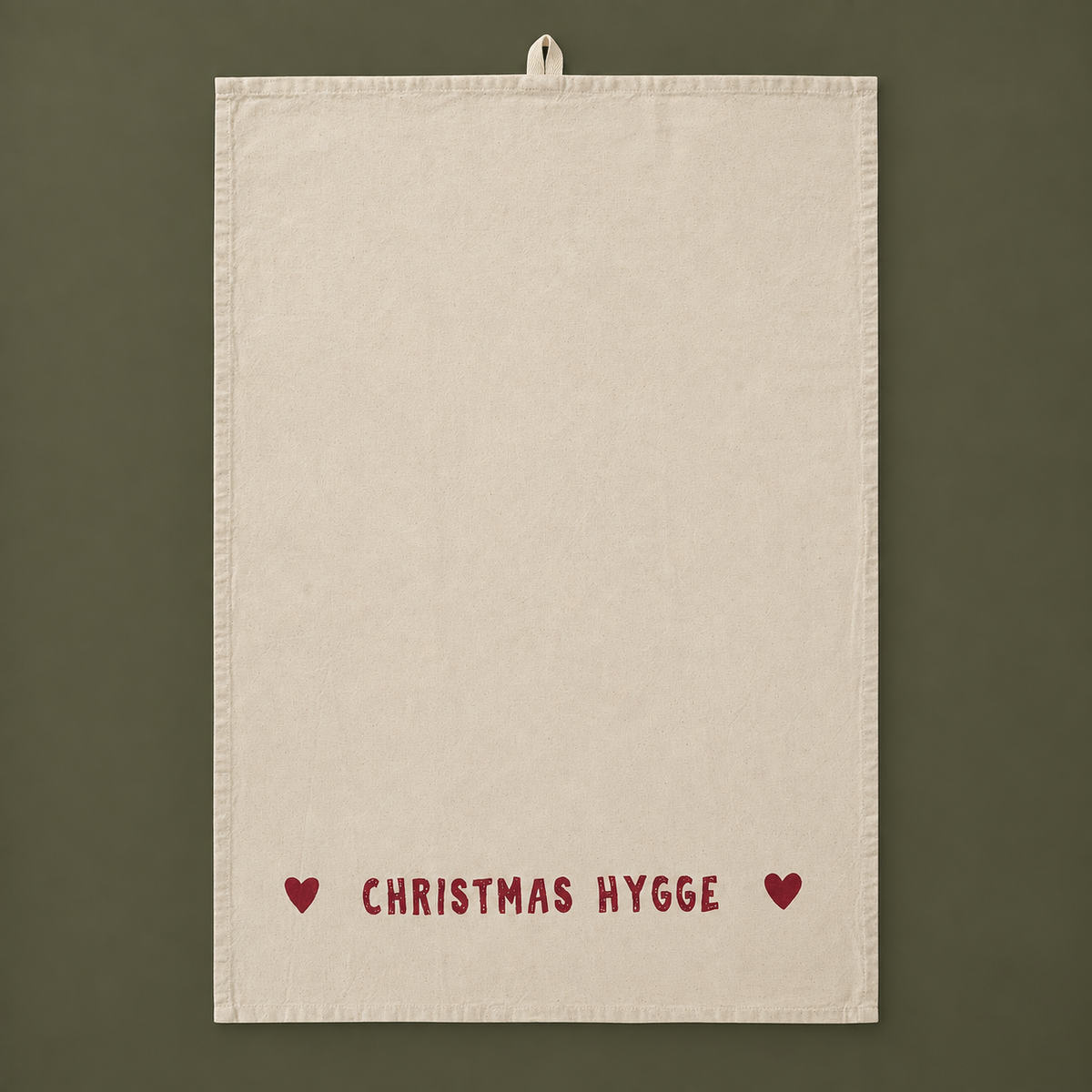 Geschirrtuch „Christmas Hygge“ Baumwolle Natur Rot 50x70cm – Produktansicht