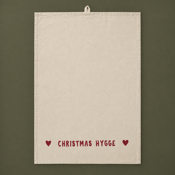 Geschirrtuch „Christmas Hygge“ Baumwolle Natur Rot 50x70cm – Produktansicht