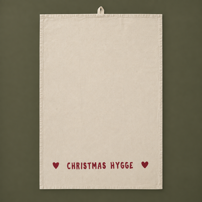 Geschirrtuch „Christmas Hygge“ Baumwolle Natur Rot 50x70cm – Produktansicht