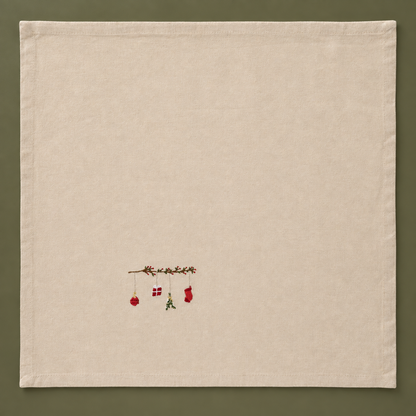 Stoffserviette „Tradition“ bestickt Baumwolle Natur 40x40cm – Produktansicht