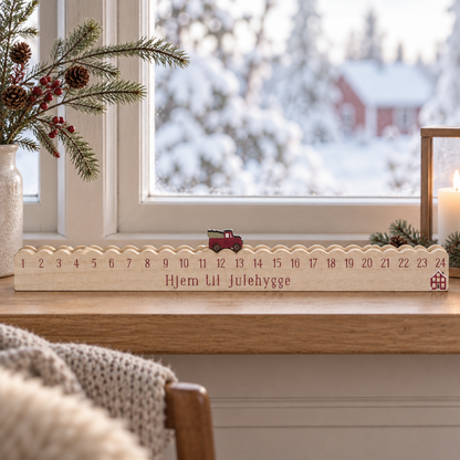 Adventskalender „Weihnachtsfahrt“ MDF 1–24 50cm – 2 Varianten – Ambienteansicht nah