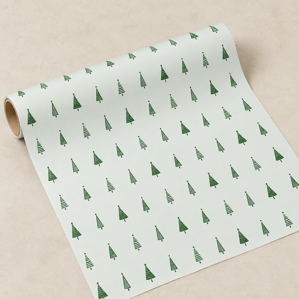 Geschenkpapier „Weihnachtsbäume“ Grün 5m-Rolle – Produktansicht