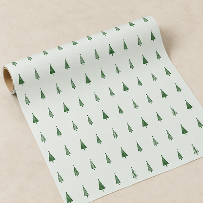 Geschenkpapier „Weihnachtsbäume“ Grün 5m-Rolle – Produktansicht