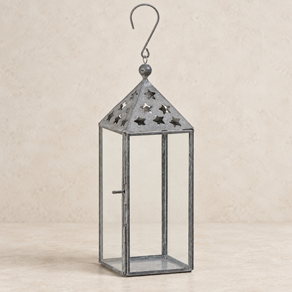 Laterne „Sternenlicht“ klein Metall Glas 23cm – Produktansicht