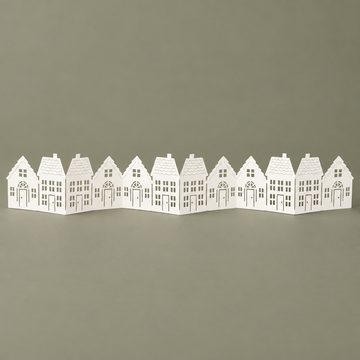 Papierhäuser „Wintergasse“ faltbare Tischdekoration 69cm – Freisteller · Proportionen korrigiert