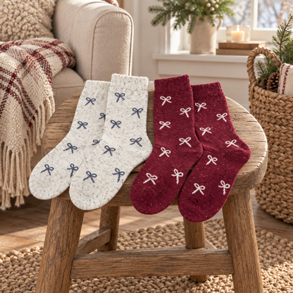 Socken „Schleifenliebe“ 2er-Set Blau Rot 36–41 – 3