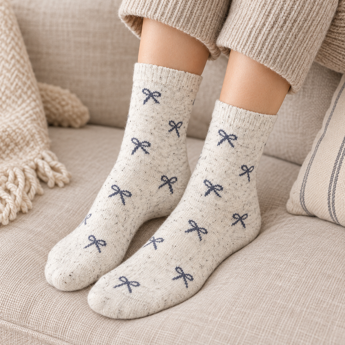 Socken „Schleifenliebe“ 2er-Set Blau Rot 36–41 – 4