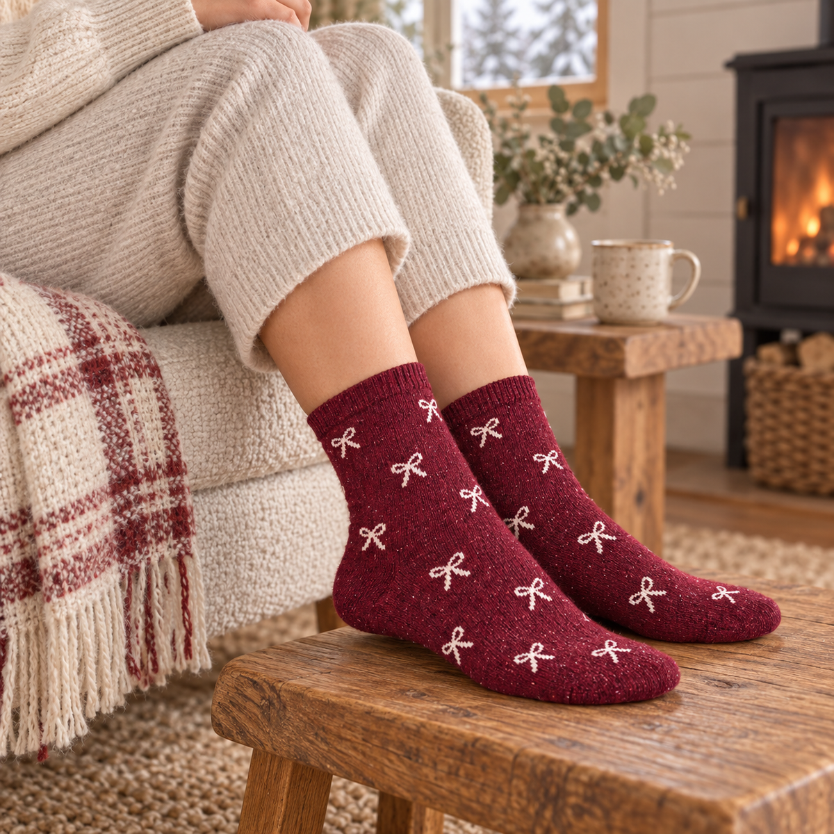 Socken „Schleifenliebe“ 2er-Set Blau Rot 36–41 – 5