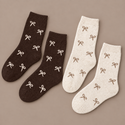 Socken „Schleifenliebe“ 2er-Set Braun/Taupe 36–41 – 1