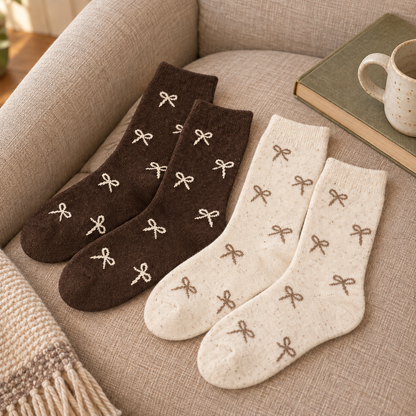 Socken „Schleifenliebe“ 2er-Set Braun/Taupe 36–41 – 2