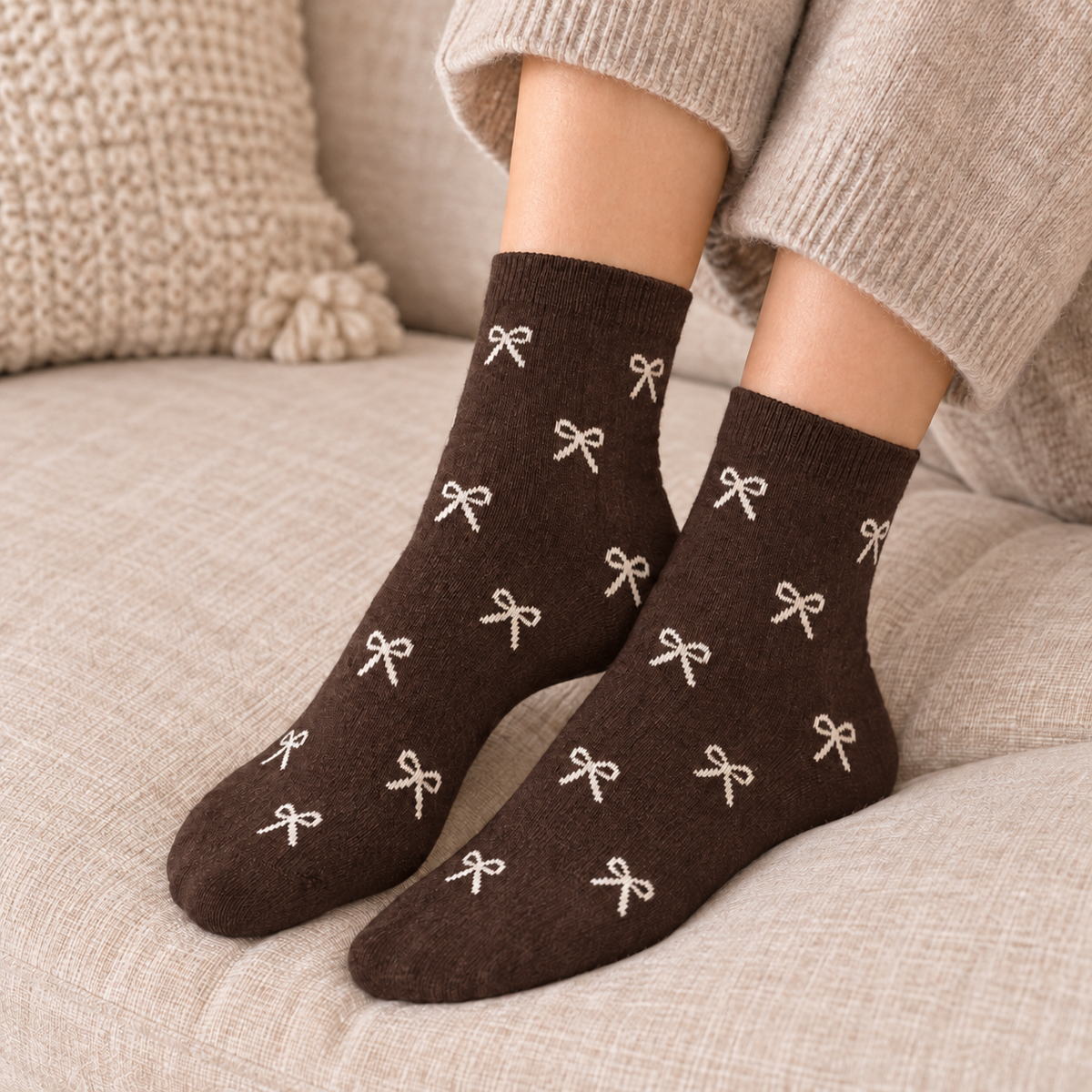 Socken „Schleifenliebe“ 2er-Set Braun/Taupe 36–41 – 4