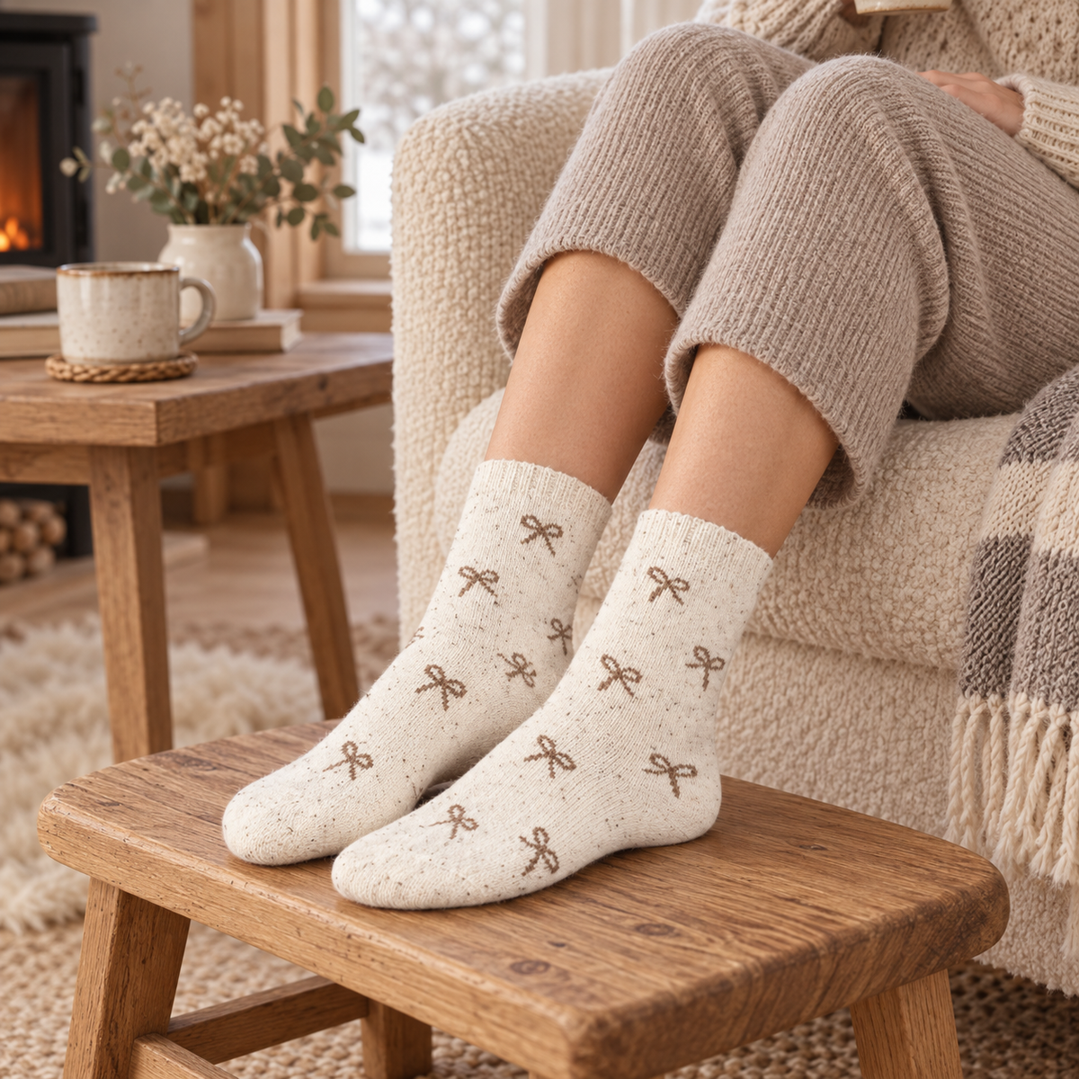 Socken „Schleifenliebe“ 2er-Set Braun/Taupe 36–41 – 5