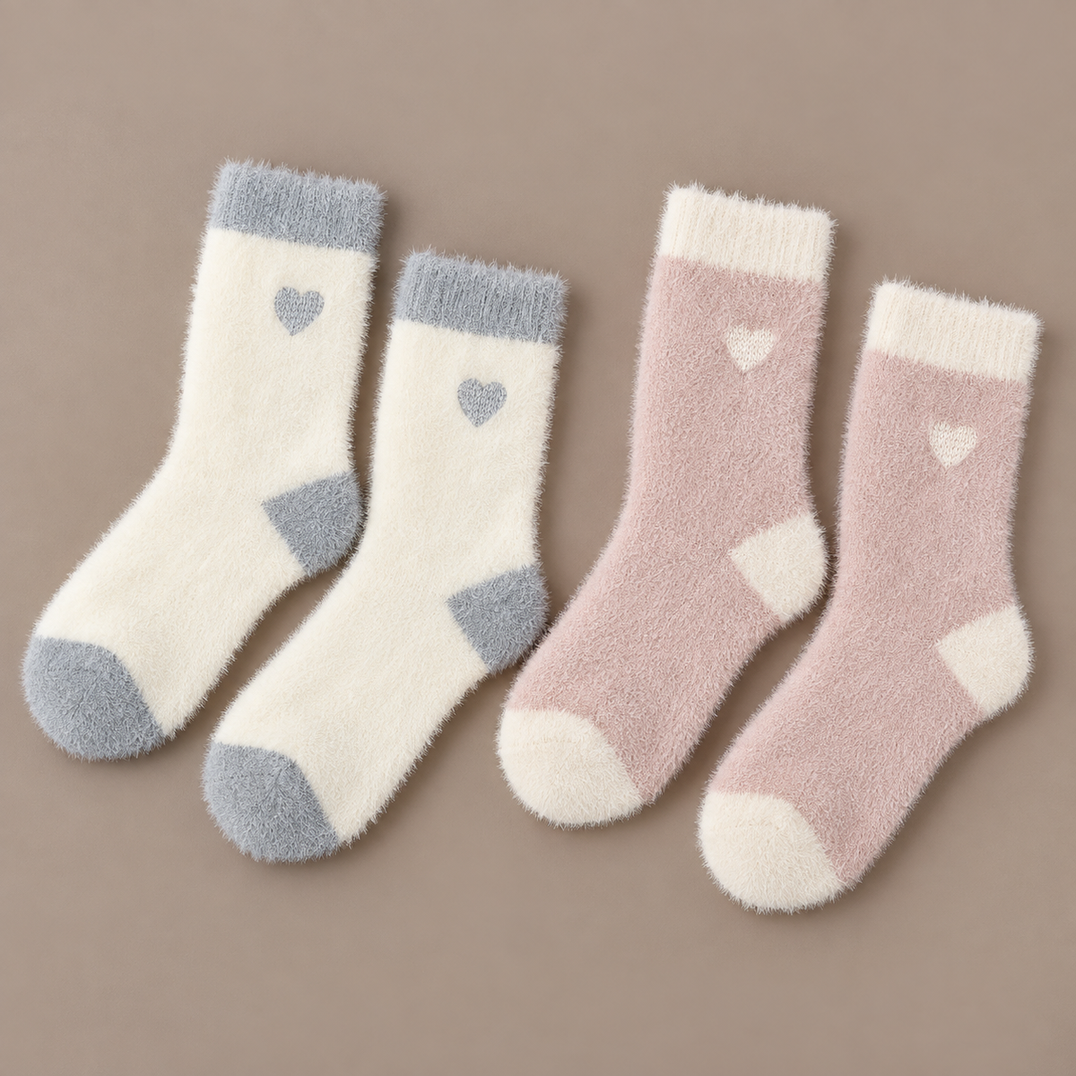 Kuschelsocken „Herz-Flausch“ 36–41 – 2 Farben – 3