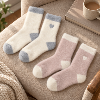 Kuschelsocken „Herz-Flausch“ 36–41 – 2 Farben – 4