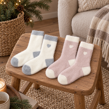 Kuschelsocken „Herz-Flausch“ 36–41 – 2 Farben – 5