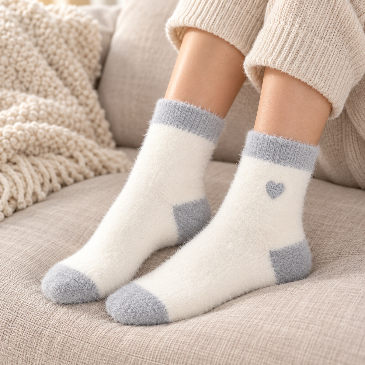 Kuschelsocken „Herz-Flausch“ 36–41 – 2 Farben – 6