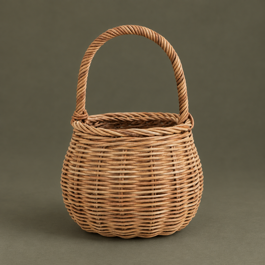 Korb „Rotkäppchen“ Rattan Natur mit Henkel 14cm – Freisteller