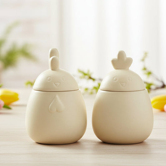 Schale Dose "Hahn & Henne" mit Deckel gelb 2er Set - Wohnen auf dem Land