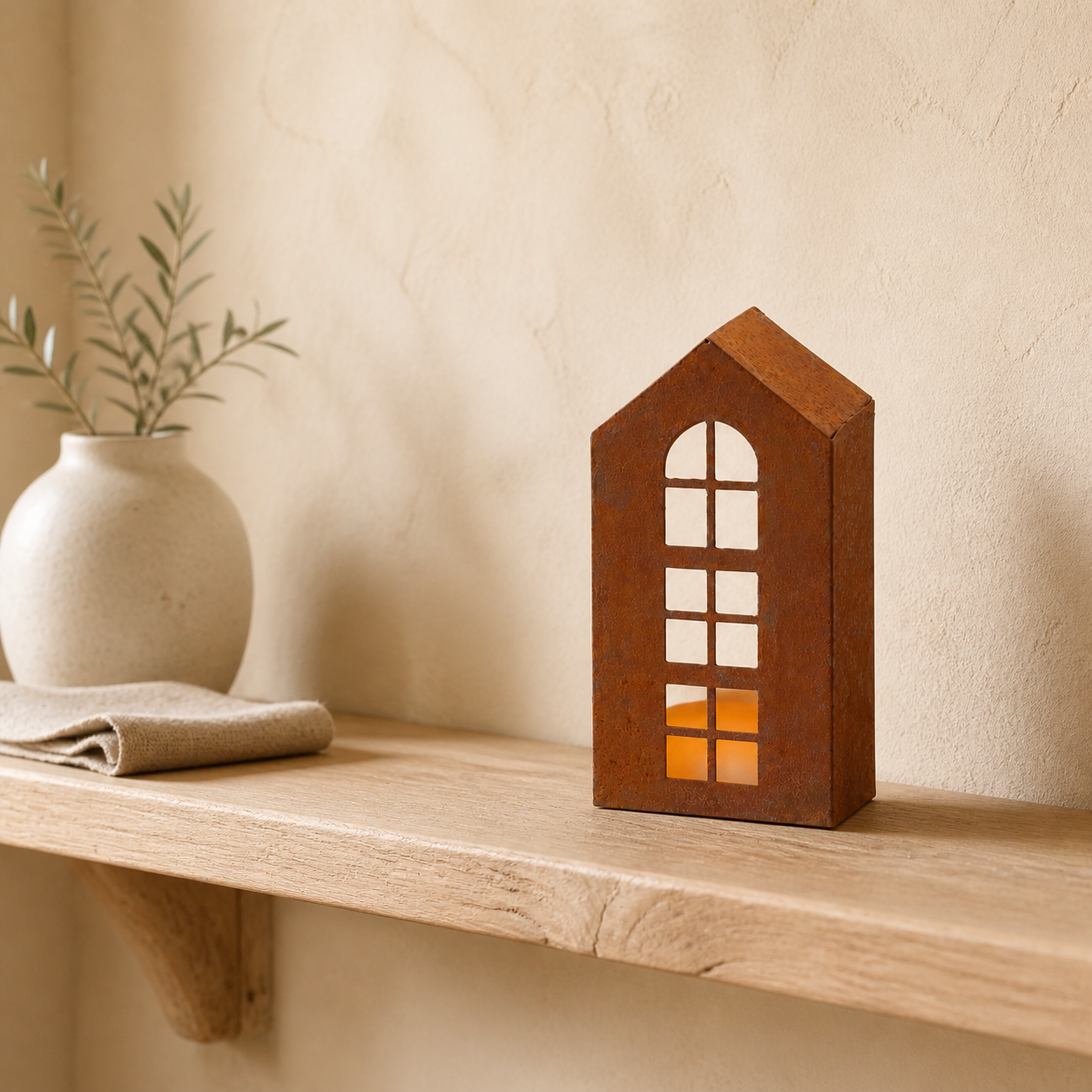 Windlicht Teelichthaus „Rusty“ Metall Rost 15cm – 04 ambiente weit