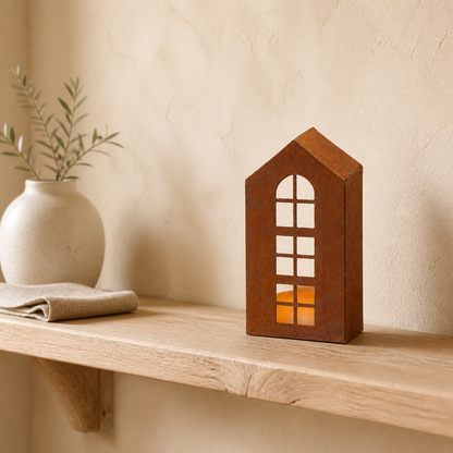 Windlicht Teelichthaus „Rusty“ Metall Rost 15cm – 04 ambiente weit