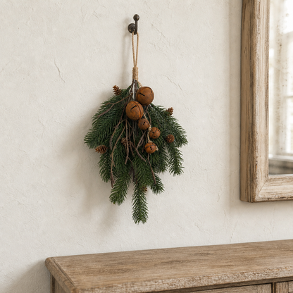 Deko-Zweig Winterklang aufgehängt im Landhausstil