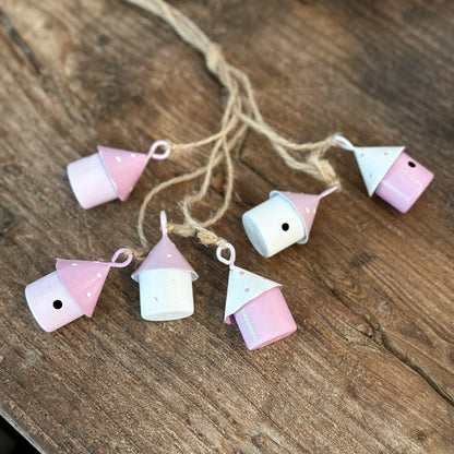 Anhänger Vogelhäuser "Cottage Style" Eisen Flieder 6er Bund - Wohnen auf dem Land